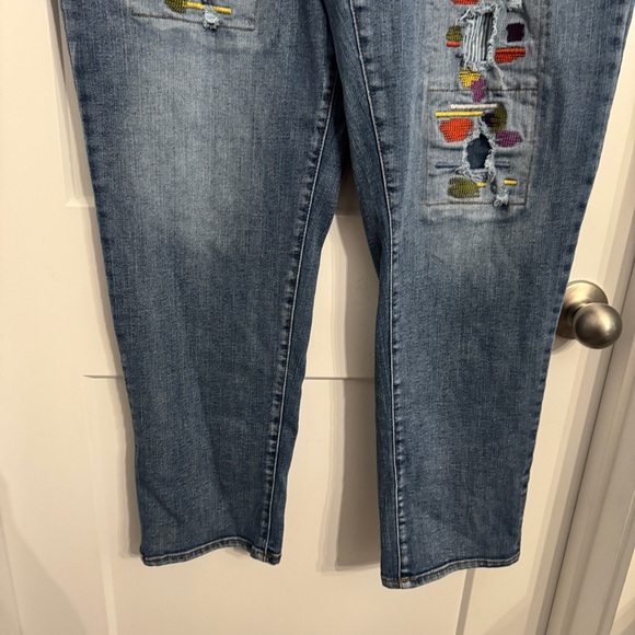 EST. 1946 Denim Patchwork Colurful Stitching Fun Women's Jeans Size14 High Rise - Picture 9 of 10